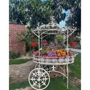 Support de plantes circulaire en fer forgé vintage avec revêtement époxy, 5 pots, pour intérieur/extérieur, support pour pot de fleurs - Product Image 2