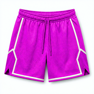 Shorts de sport pour homme en mesh violet, avec cordon de serrage, bande latérale, respirants, pour la course à pied - Product Image 4