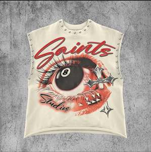 Camiseta sin mangas para hombre, estilo casual, 100% algodón pesado, para gimnasio y entrenamiento, con lavado ácido, estampado DTG del logo, corte holgado - Product Image 1