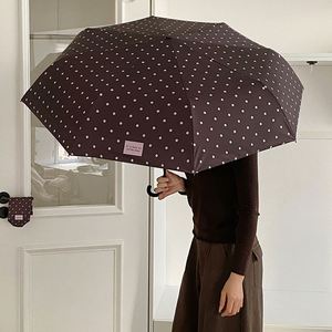 ร่มพับ 8 ซี่ ลายจุดเล็ก สไตล์เกาหลีใหม่ ป้องกันรังสียูวี เคลือบสีดำ ใช้ได้ทั้งกันแดดและกันฝน พกพาสะดวก - Product Image 2