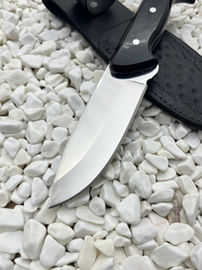 Hunting Skinner Knife Stainless Steel Fixed Blade Partially Serrated <b>Edge</b> <b>Black</b> Micarta Handle Lightweight - Product Image 3