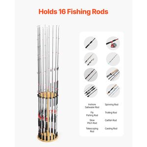 Portacanne da Pesca Regolabile in Legno per 16 Canne, Organizzazione Garage, Supporto da Pavimento Salvaspazio - Product Image 3