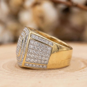 Cut Moissanite Halo Square Pave Cluster Engagement <b>Ring</b> <b>Iced</b> Style Rhodium Plated 925 Sterling Silver Hip Hop Jewelry - Product Image 3