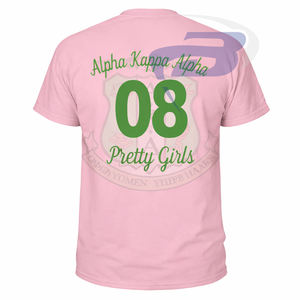 Alfa |   Kapa |   Camiseta de la Hermandad Alpha con Letras Griegas en Rosa y Verde, AKA Sorority, 100% Algodón, Unisex, Personalizable con Cualquier Diseño - Product Image 3