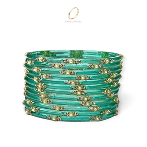 Prix d'usine – Bracelets en verre bleu goutte de pluie de style cachemire pour femmes – Collection de bijoux indiens ethniques pour mariage – Vente en gros - Product Image 3
