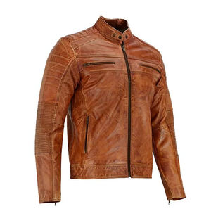 Blouson de motard en cuir noir pour homme 2026 avec col montant, imperméable et respirant, pour l'hiver - Product Image 1