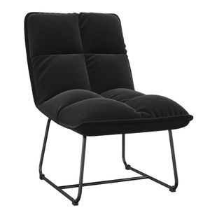 Black Velvet Leisure Chair with Adjustable Metal Medium <b>Backrest</b> Medium Chaise Lounge - Product Image 2