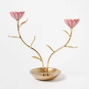Gold Metal Jewelry Stand <b>Tree</b> Shape Organizer for <b>Necklaces</b> Earrings Bracelets Rings Display Rack - Product Image 5