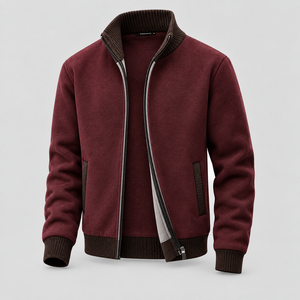 <b>Men's</b> <b>Full</b> <b>Zip</b> Turtleneck Knit <b>Cardigan</b> Jacket Fleece Lined Contrast Trim Smart Casual Outerwear ODM Bulk - Product Image 3