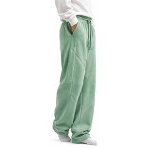 Pantalon de jogging en molleton pour homme, taille élastique avec cordon de serrage, décontracté, vert, mi-lourd, tricoté, respirant, poches latérales, pour l'automne - Product Image 3
