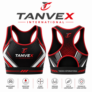 Sujetador deportivo TANVEX INTERNATIONAL para mujer, espalda cruzada, color liso, poliéster/algodón ecológico, soporte medio frontal, transpirable y que absorbe la humedad - Product Image 4