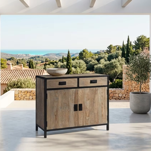 Table de chevet scandinave Veloz en teck massif, armoire à tiroirs en bois minimaliste pour chambre à coucher, entrepôt, villa de luxe, hôtel - Product Image 3