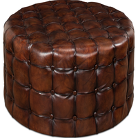 Pouf ottoman en cuir de qualité supérieure avec coussin rembourré durable, structure en bois massif, repose-pieds de luxe pour la décoration du salon