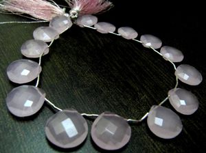 <b>Rose</b> <b>Quartz</b> <b>Heart</b> shape Briolette Faceted 15mm Beads Strand 8 inch long - Product Image 4