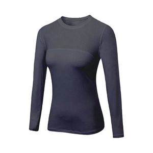 Haut de yoga moulant à manches longues et col rond, doux, séchage rapide, faible MOQ, vêtements de sport pour femmes - Product Image 4