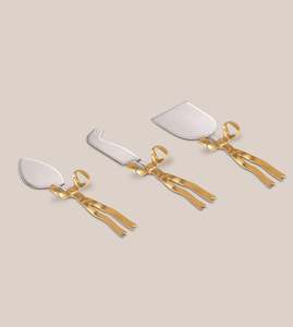 Juego de cubiertos para queso con hermoso diseño de cinta en el mango, a precio de mayoreo - Product Image 2