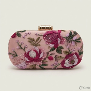 AZIZA FASHION DREAM กระเป๋าคลัทช์ปักลายดอกไม้ประดับลูกปัด ซับในผ้าซาติน ใช้ได้ทุกวัน ทำด้วยมือ ปิดด้วยซิป สายสะพายโซ่ - Product Image 3