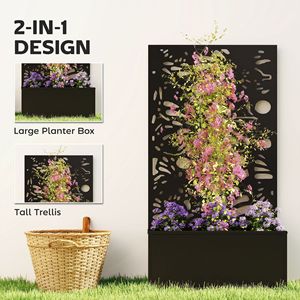 Jardinière autoportante ou murale en métal avec treillis pour plantes grimpantes, pots et jardinières pour patio et balcon - Product Image 4