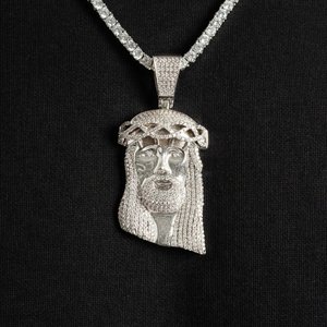 Pendentif de luxe pour homme en diamant de laboratoire, chaîne en or, or rose, or blanc, argent, bijoux fins de créateur, cadeau - Product Image 2
