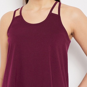 Womens Double Strap Tank <b>Top</b> Burgundy Cotton <b>Flowy</b> A Line Sleeveless Casual Camisole Manufacturer - Product Image 6