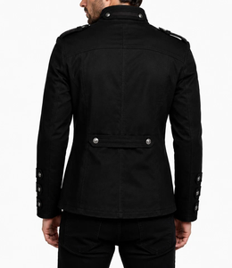 Men Black <b>Gothic</b> Steampunk Vintage Spring Streetwear Zipper Bomber <b>Jacket</b> - Product Image 2