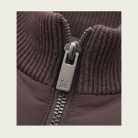 Veste matelassée hybride d'hiver avec manches en tricot, col montant, style cardigan, fermeture éclair bidirectionnelle, personnalisable ODM, écologique