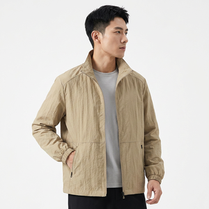 Chaqueta Casual para Hombre con Cuello Alto, Estilo Racer, 100% Poliéster, Transpirable, Cierre de Cremallera, Color Sólido, para Primavera - Product Image 3