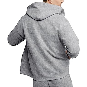 <b>Men's</b> Gray Hooded <b>Zip</b>-<b>Up</b> Sweatshirt Regular Fit Casual Wear Winter Season 100% Cotton French Terry Fabric Unisex Hoodie - Product Image 2