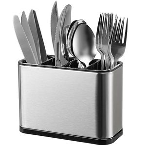 Porte-ustensiles rectangulaire en acier inoxydable, support de rangement de cuisine sur pied, design minimaliste, résistant à la rouille - Product Image 5