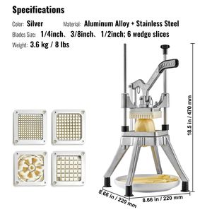Tritatutto Commerciale in Acciaio Inossidabile con 4 Lame Sostituibili, Tagliapatatine e Affettatrice per Cipolle per l'Industria Alimentare - Product Image 4