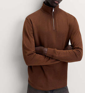 Sweat-shirts pour hommes de qualité supérieure, couleur marron foncé, coupe ample, demi-zip, tissu personnalisable, grammage lourd, manches longues, pull-over - Product Image 5
