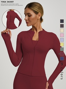 Veste de sport de yoga pour femme, grande taille, unie, à manches longues, respirante, sans couture, épaisse, avec fermeture éclair - Product Image 6