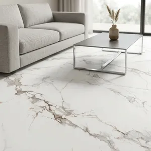 Carreaux de sol en porcelaine polie Statuario à surface brillante 600x1200, épaisseur 9mm, antibactériens, résistants aux taches, pour chambre et couloir - Product Image 4