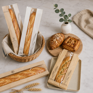 Premium Quality EcoRev Biodegradable Eco-Friendly Luxury Sharp Bottom Kraft Paper Bread <b>Bag</b> Window Patch Handle Custom Logo - Product Image 5