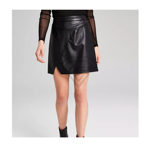 Mini-jupe en similicuir PU pour femme, taille haute, sexy, asymétrique, moulante, couleur unie, tendance, pour club et soirée - Product Image 5