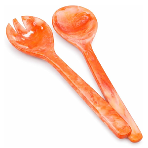 Cuillère à servir en résine, ensemble de 2 ustensiles à salade en bois avec finition grain naturel - Product Image 5