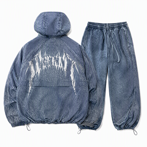 Survêtement noir pour homme, fermeture éclair intégrale, col à capuche, léger, uni, décontracté, saison printemps, design 2 en 1 - Product Image 6