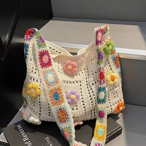 Nuevo Bolso de Ganchillo Moderno para Mujer con Estampados de Animales, Cierre de Cremallera, Hecho a Mano, Bolso de Hombro Resistente - Product Image 1