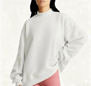 Streetwear Breathable <b>Mock</b> <b>Neck</b> Autumn Solid Lined Front Logo Sweatshirt for Women Oversized Cozy Pullover Casual Loose Fit <b>Top</b> - Product Image 3