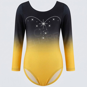 Nouveau design, justaucorps de gymnastique personnalisé pour filles, en spandex, à manches longues, avec strass, service OEM, pour adultes, à nouer - Product Image 2