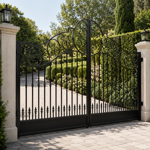 Portail d'entrée de luxe en fer forgé noir, portail principal décoratif, portail de villa en métal, fournisseur en gros - Product Image 2