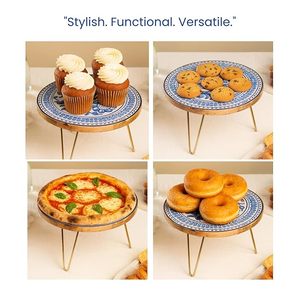 Aqdus Saleem Round Metal <b>Cake</b> <b>Stand</b> with Legs for Dessert Display Bakery & Party Tabletop Use - Product Image 4