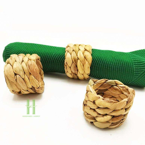 Top Selling Eco-Friendly Round Rattan Charger <b>Plates</b> Boho Wicker Napkin <b>Rings</b> Woven Placemat for Table Decoration From HNH CRAFT - Product Image 1