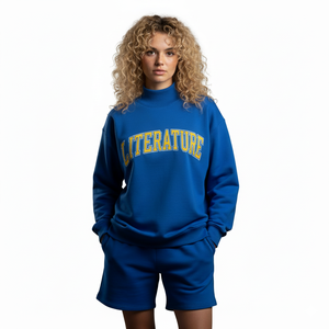 Ensemble court tendance col montant pour femme, épais et confortable, deux pièces, tissu doux et chaud, tenue décontractée pour la saison froide - Product Image 1