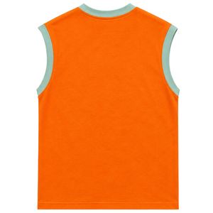 Camiseta sin mangas naranja con diseño de sol bordado en verde menta, chaleco informal de algodón para mujer, cuello redondo, tops de moda personalizados para verano - Product Image 2