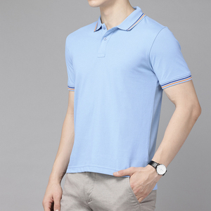 T-shirt Polo Streetwear Bleu Vintage de Haute Qualité, Grammage Lourd, Grande Taille, Unisexe, Été, Logo Personnalisé, Épais, OEM, Vente en Gros - Product Image 1