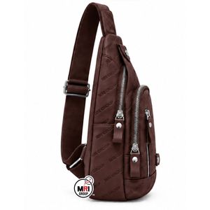 MRI GROUP Brown PU Leather Letter Pattern Crossbody Bag with Zipper Closure Fashion New One Daily Use Single Strap Shoulder Bag - Product Image 2