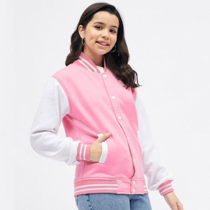 Chaqueta Universitaria Personalizada para Mujer, Chaqueta de Béisbol con Cuerpo de Lana y Mangas de Cuero, Chaqueta Universitaria con Letras, Ropa Urbana con Logotipo OEM - Product Image 4