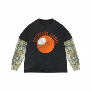 Custom <b>Logo</b> Heavyweight Graphic Oversized Boxy Acid Wash Double Layer Waffle Sleeve shirt Double Layer Long Sleeve shirt - Product Image 1