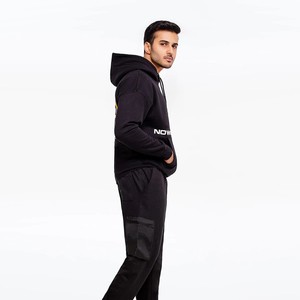 Sudadera con Capucha Negra para Hombre con Estampado de Letras en la Parte Delantera, Corte Regular, Estilo Casual para Otoño, Tejido de Punto 100% Algodón - Product Image 3